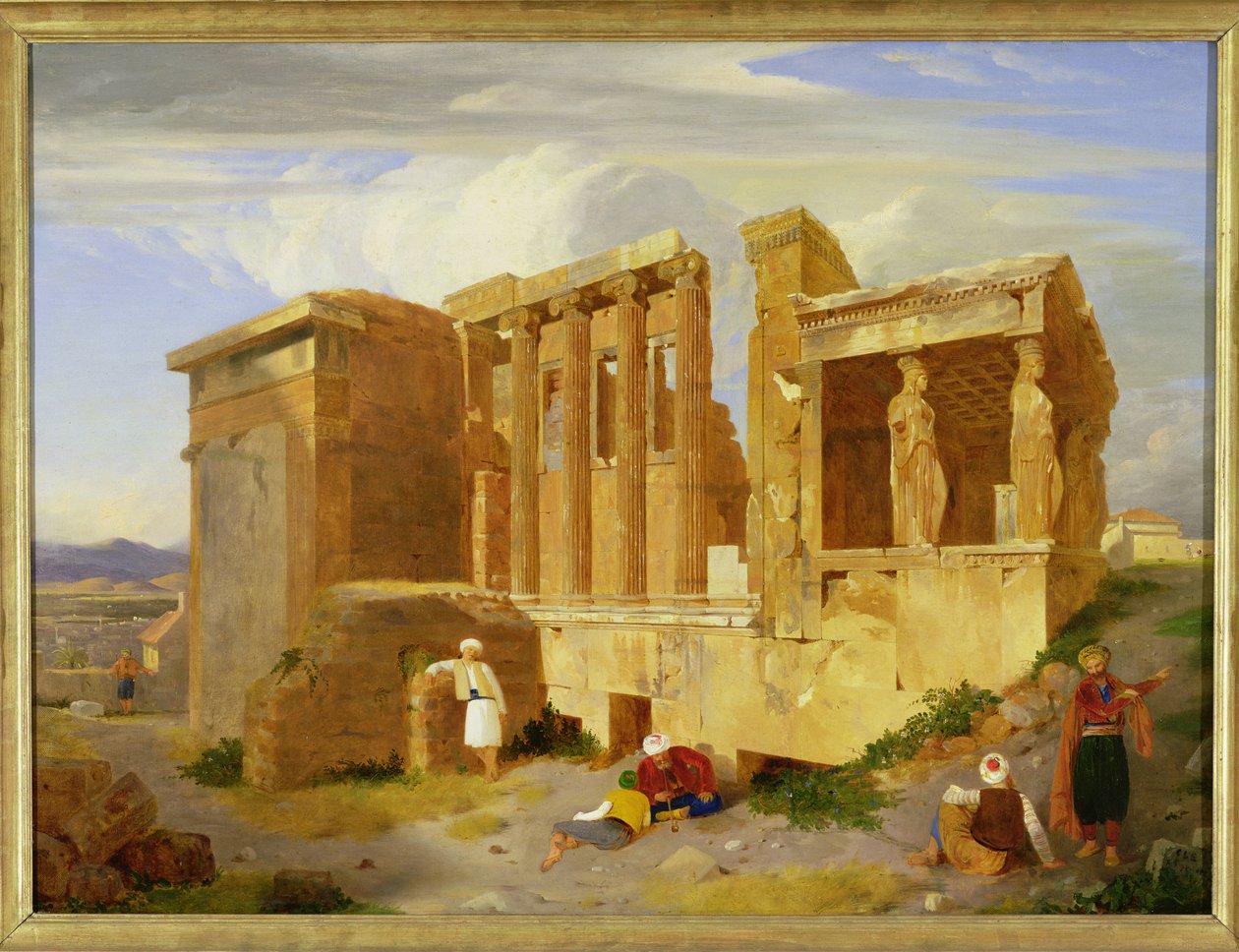 Erechtheum，雅典，前景中有数字，1821年 作者 查尔斯·洛克·伊斯特莱克
