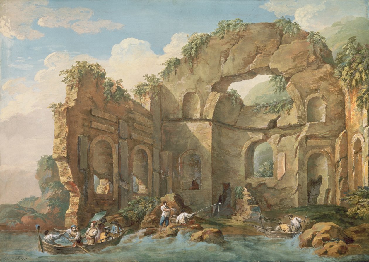建筑遗址，1771年（水粉画） 作者 查尔斯·路易斯·克莱里索