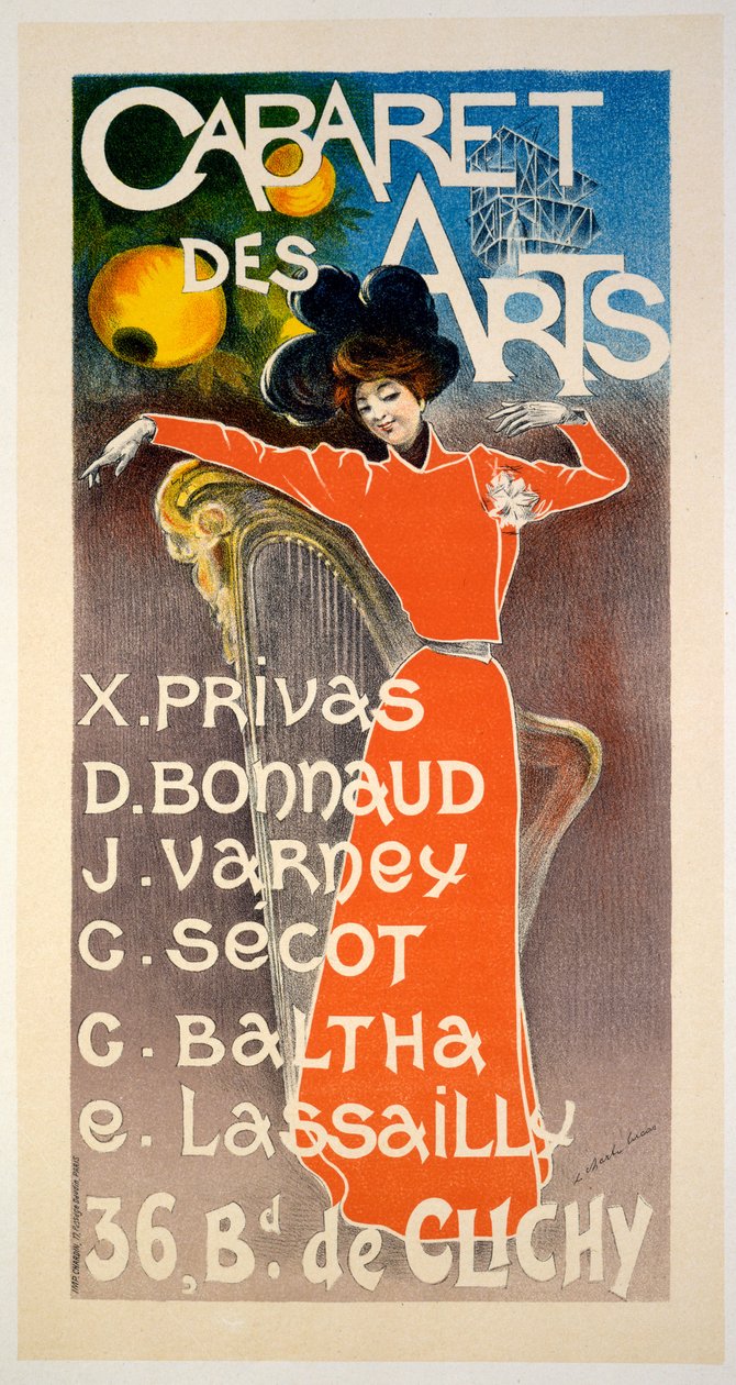 &39;Cabaret Des Arts&39;的海报，c.1900 作者 查尔斯·卢卡斯