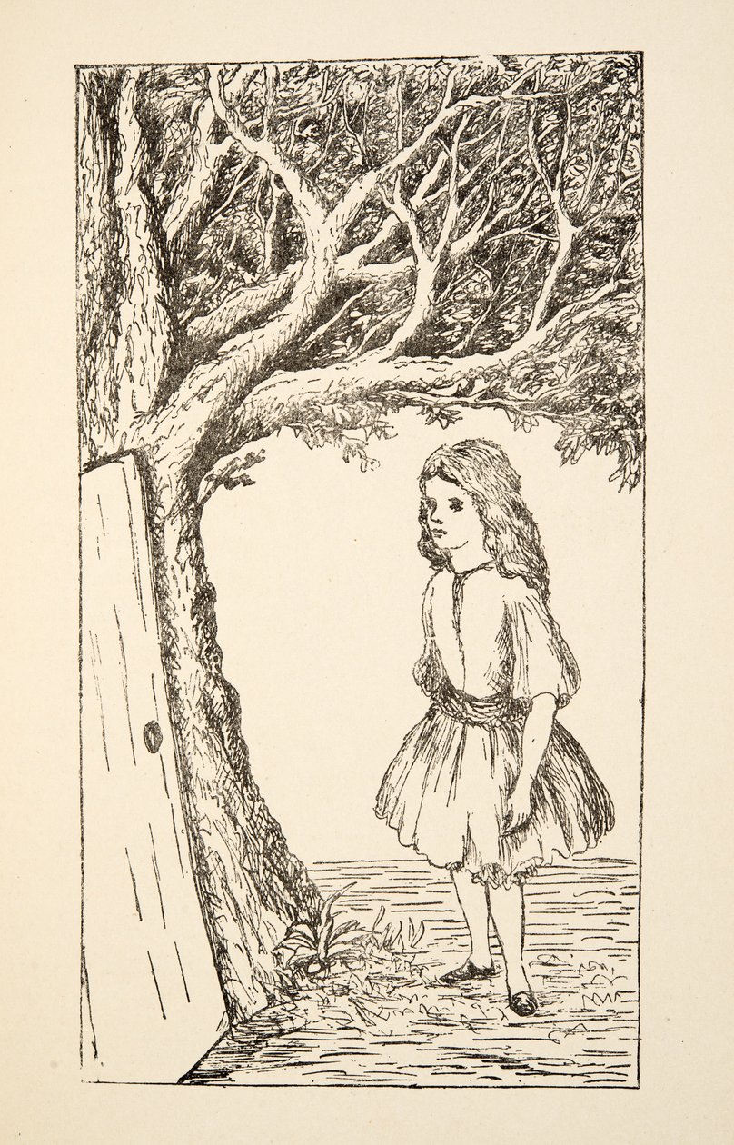 爱丽丝找到了一扇进入树的门，插图来自地下的Alices Adventures，酒吧。 1886年（传真） 作者 查尔斯·路德维奇·道奇森