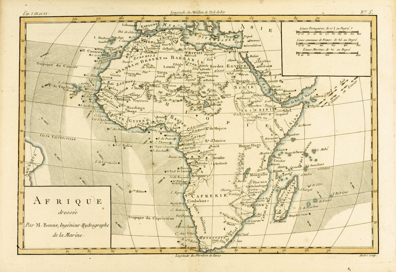 非洲，来自Guillaume Raynal（1713-96）的“地球上所有已知部分地图集”出版日内瓦，1780年 作者 查尔斯·玛丽·里戈伯特·邦纳