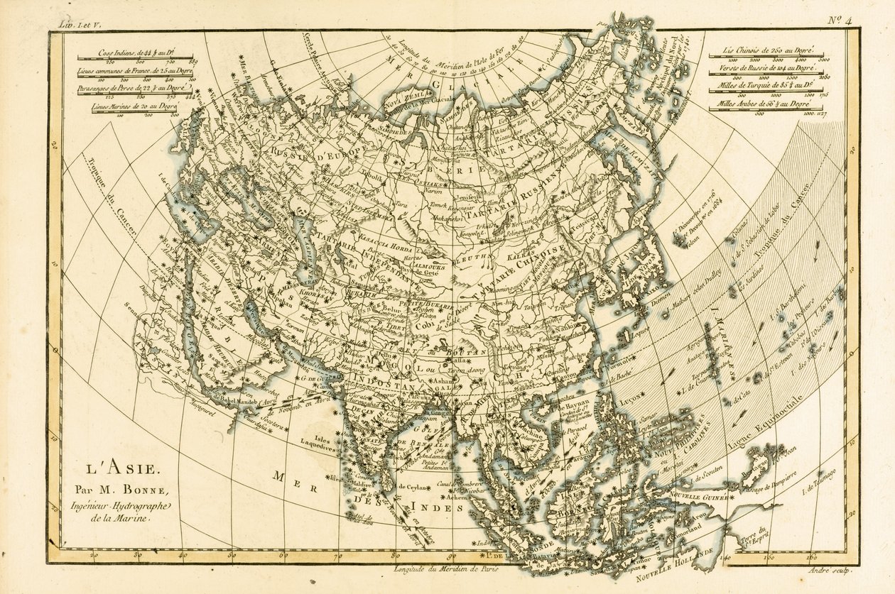 来自Guillaume Raynal（1713-96）的“地球上所有已知部分地图集”的亚洲出版日内瓦，1780年 作者 查尔斯·玛丽·里戈伯特·邦纳