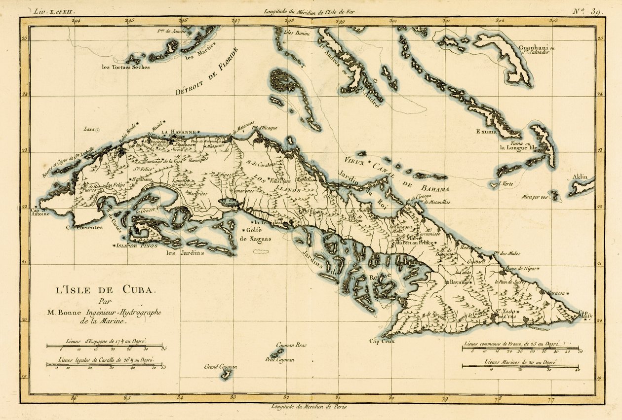 来自Guillaume Raynal（1713-96）的“地球上所有已知部分地图集”的古巴出版于1780年 作者 查尔斯·玛丽·里戈伯特·邦纳