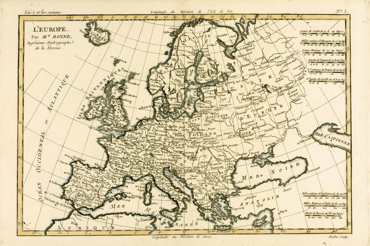 欧洲，来自Guillaume Raynal（1713-96）的“地球上所有已知部分的地图集”出版日内瓦，1780年 作者 查尔斯·玛丽·里戈伯特·邦纳
