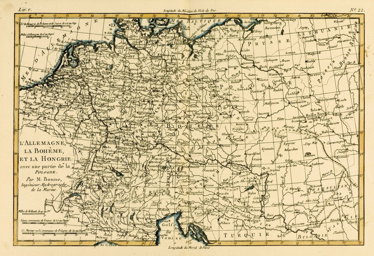 德国，波希米亚和匈牙利，与波兰的一部分，来自Guillaume Raynal（1713-96）的“地球全球已知部分地图集”出版日内瓦，1780年 作者 查尔斯·玛丽·里戈伯特·邦纳