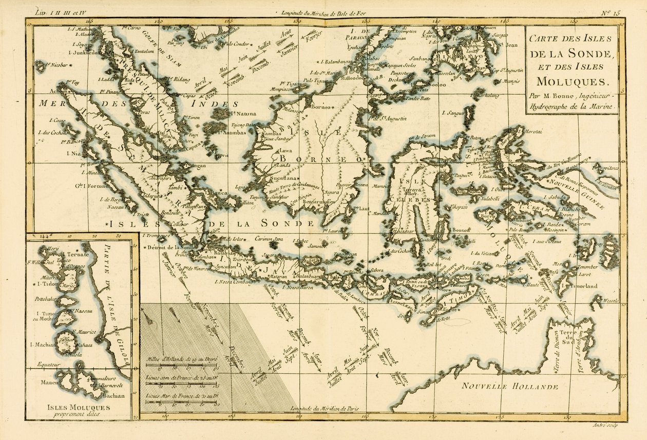 印度尼西亚和菲律宾，来自Guillaume Raynal（1713-96）的“地球上所有已知部分地图集”出版日内瓦，1780年 作者 查尔斯·玛丽·里戈伯特·邦纳