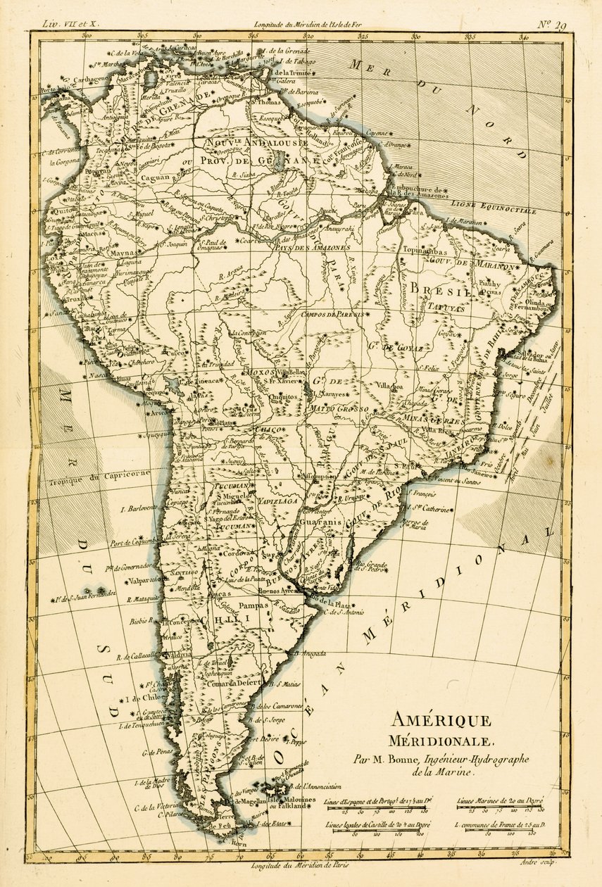 来自Guillaume Raynal（1713-96）的“地球全球已知部分地图集”的南美出版日内瓦，1780年 作者 查尔斯·玛丽·里戈伯特·邦纳