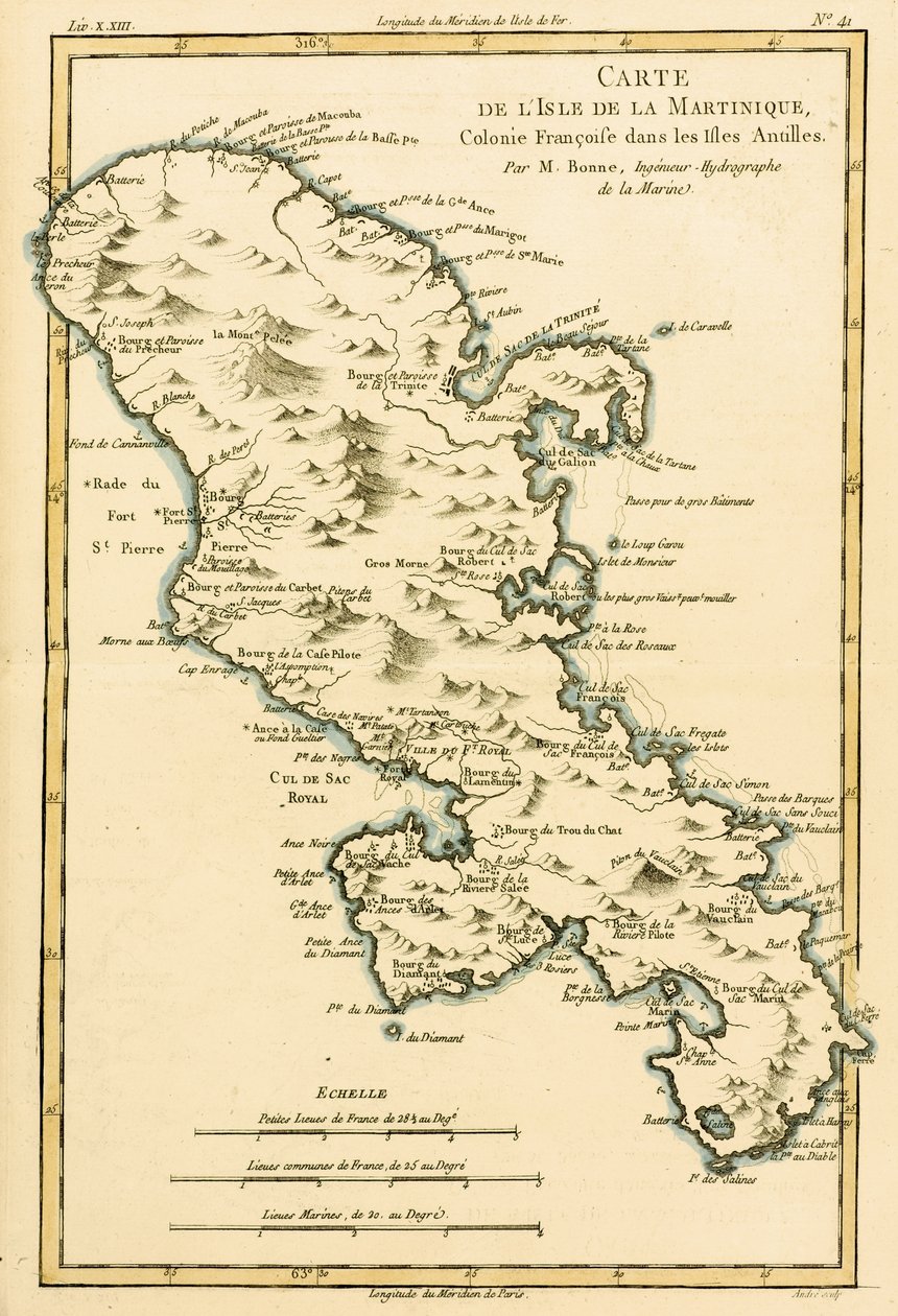 马提尼克岛，来自Guillaume Raynal（1713-96）的“地球全球已知部分地图集”1780年出版 作者 查尔斯·玛丽·里戈伯特·邦纳