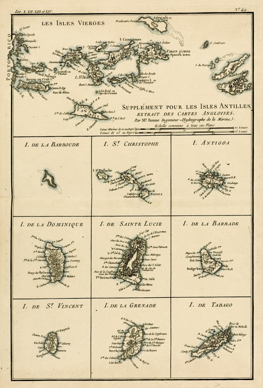 维尔京群岛，来自Guillaume Raynal（1713-96）的“地球全球已知部分地图集”，由日内瓦JL Pellet出版，1780年 作者 查尔斯·玛丽·里戈伯特·邦纳