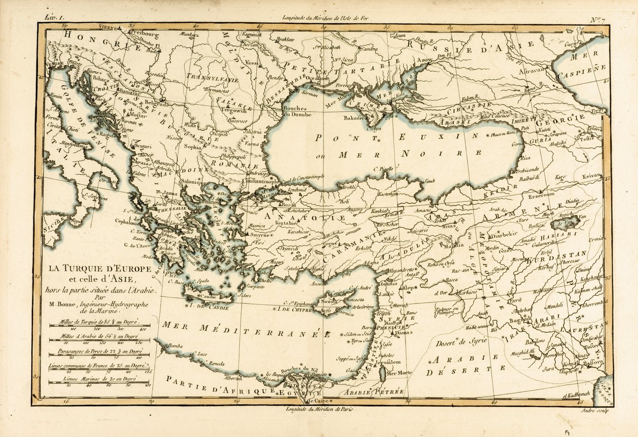 土耳其，来自Guillaume Raynal（1713-96）的“地球全球已知部分地图集”出版日内瓦，1780年 作者 查尔斯·玛丽·里戈伯特·邦纳