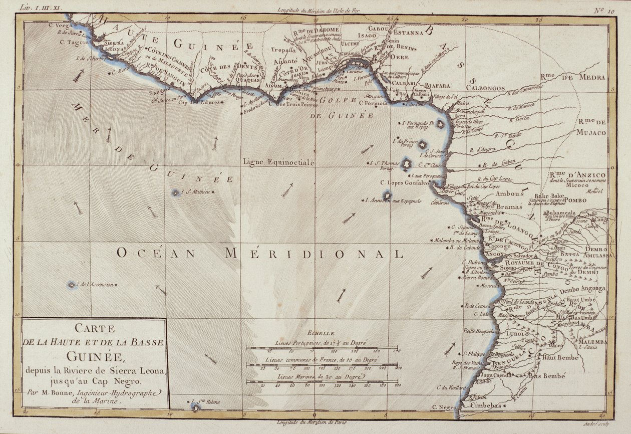 西非，来自Guillaume Raynal（1713-96）的“地球上所有已知部分的地图集”出版日内瓦，1780年 作者 查尔斯·玛丽·里戈伯特·邦纳