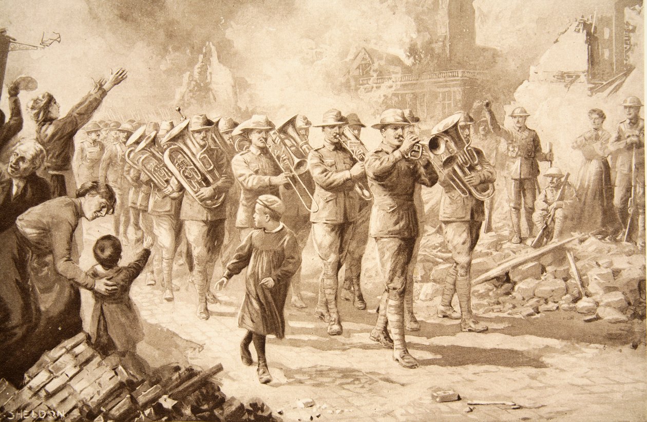 凯旋之歌：胜利的澳大利亚人于1917年3月17日进入巴波姆 作者 查尔斯·米尔斯·谢尔顿