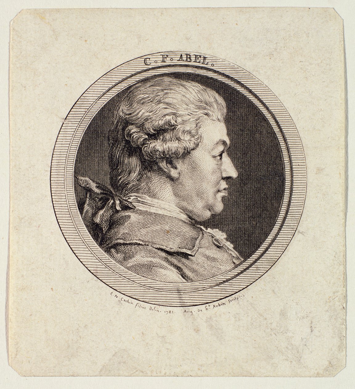 Carl Friedrich Abel（1723-87）由Augustin de Saint-Aubin（1736-1807）1781年刻 作者 查尔斯·尼古拉斯二世·科钦