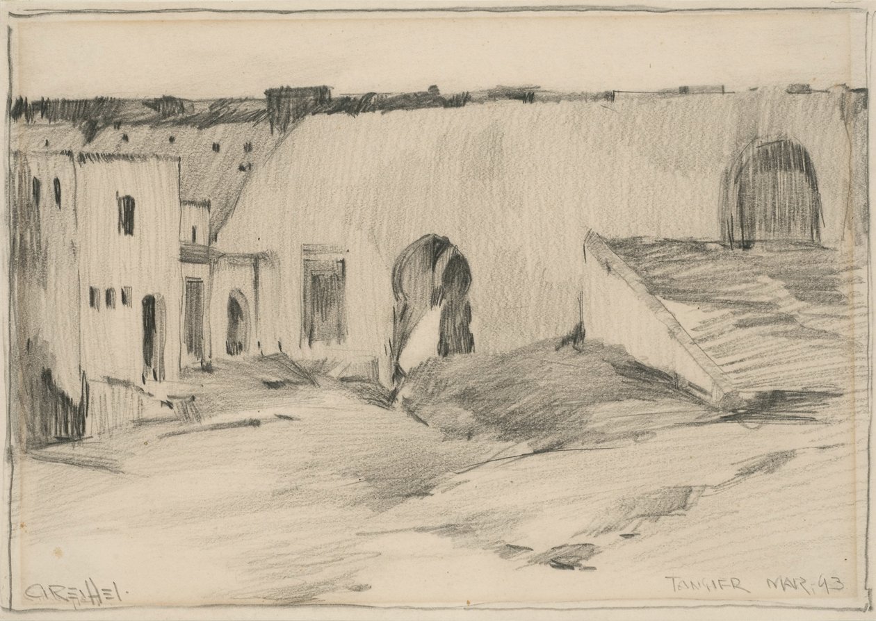 丹吉尔，1893年3月（纸上石墨） 作者 查尔斯·雷菲尔