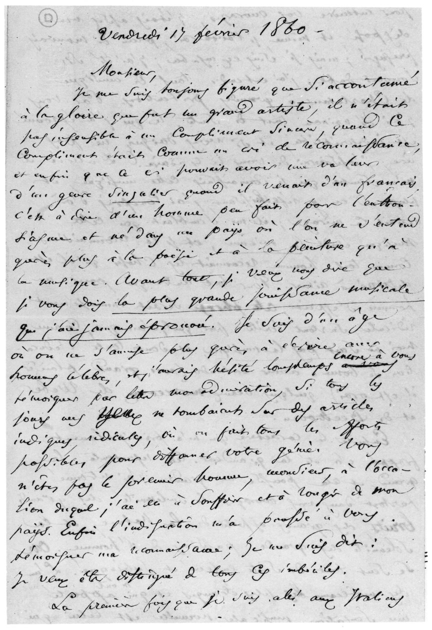 1860年2月17日给理查德瓦格纳的信（1813  -  83） 作者 查尔斯-皮埃尔·波德莱尔