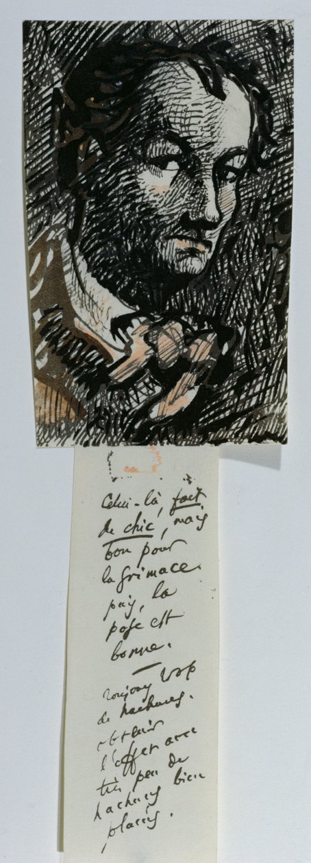 自画像（墨水和彩色粉笔在纸上） 作者 查尔斯-皮埃尔·波德莱尔