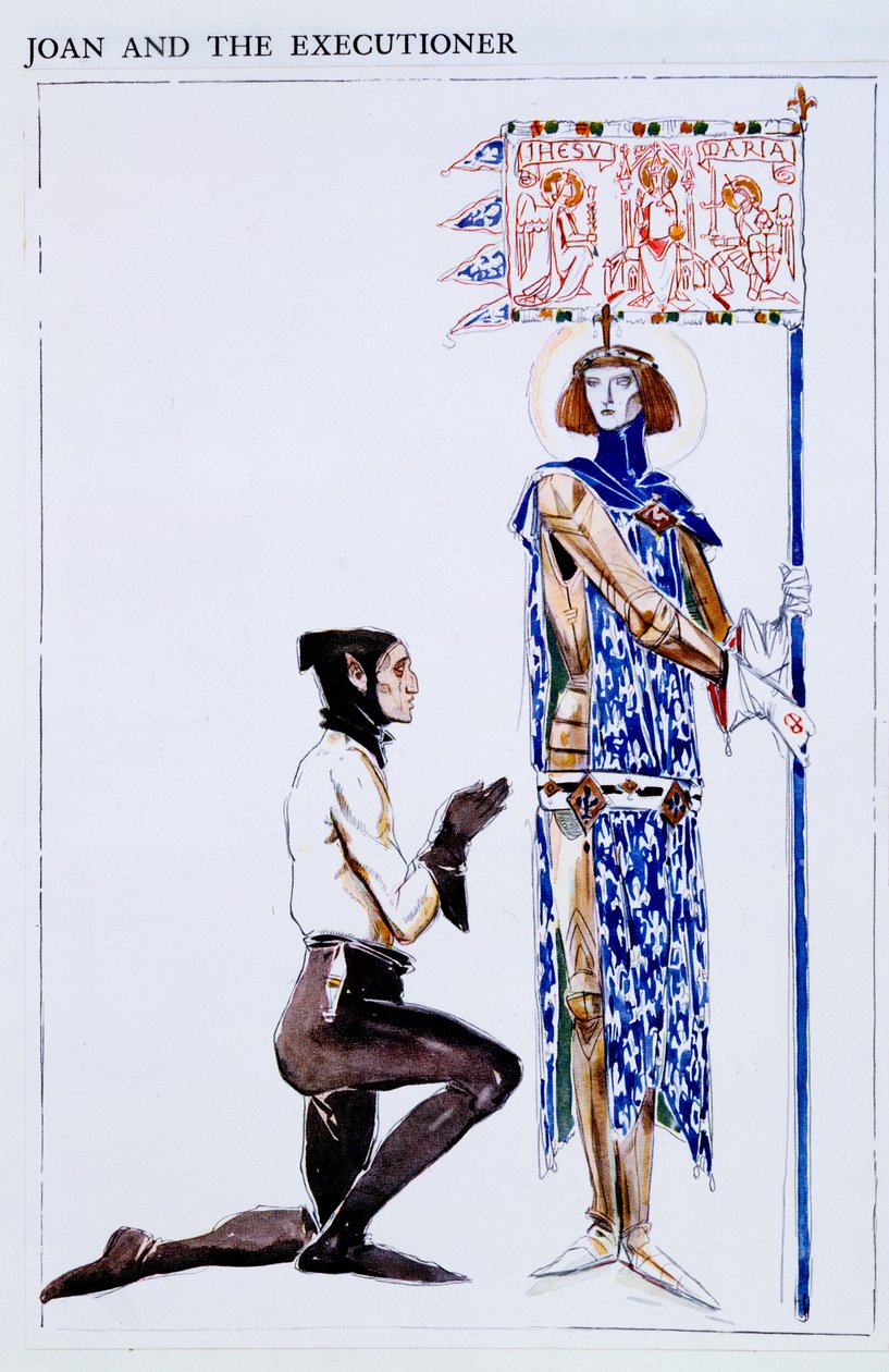 Joan和刽子手的服装设计，来自George Stard Shaw的&39;St Joan&39;中的人物，c.1924（wc和铅笔在纸上） 作者 查尔斯·里基茨