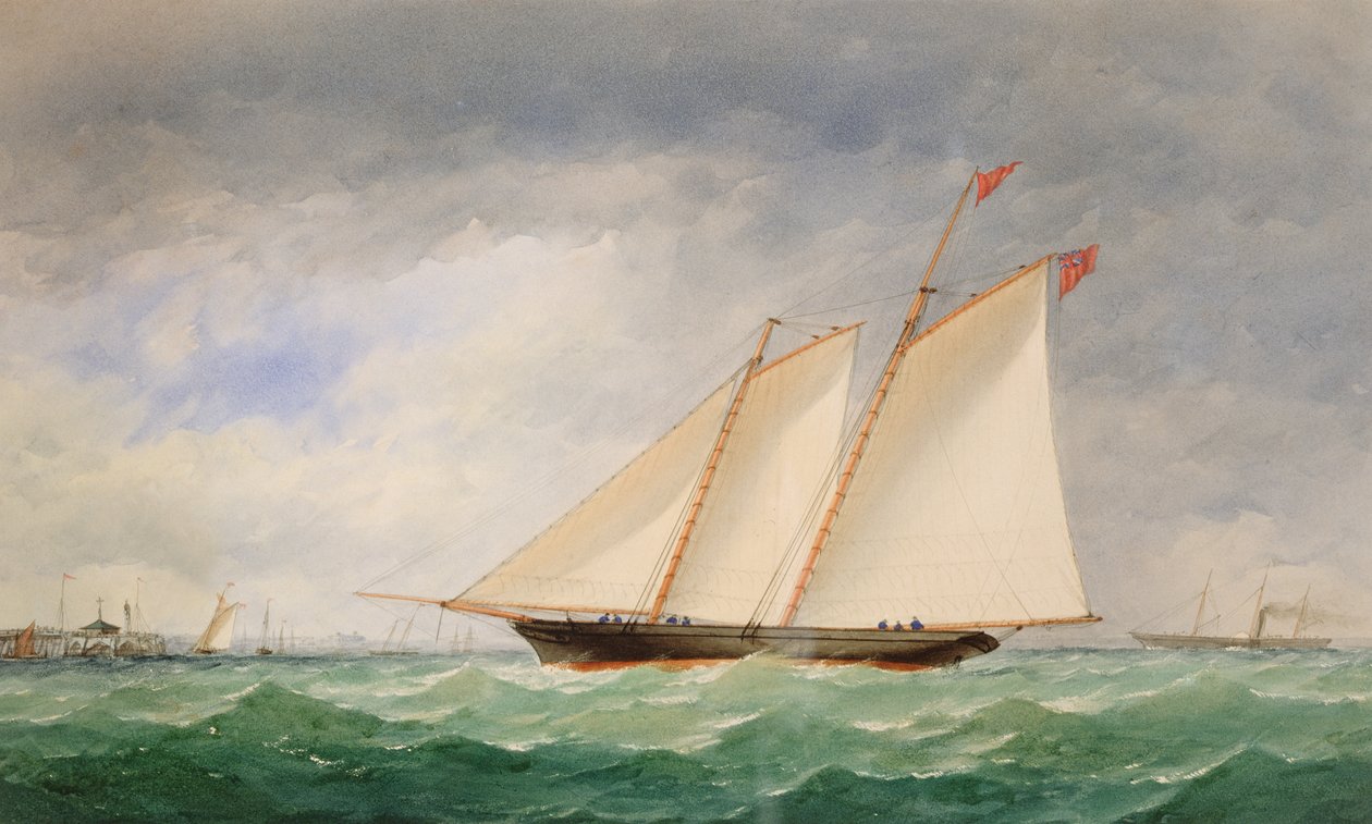 Schooner Yacht离开莱德岛，怀特岛 作者 查尔斯·泰勒