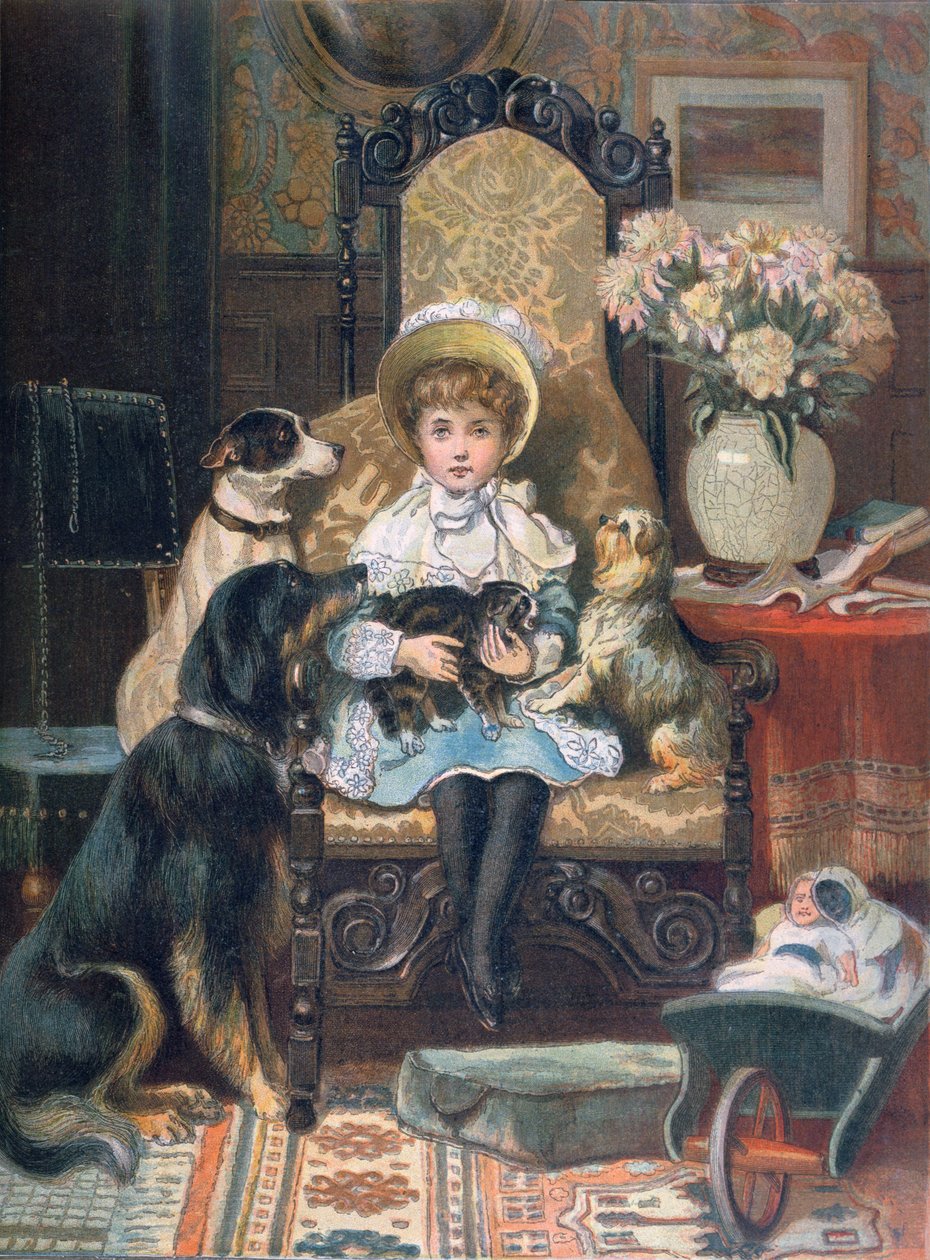“Doddy and her Pets”，c.1885 作者 查尔斯·特雷弗·加兰
