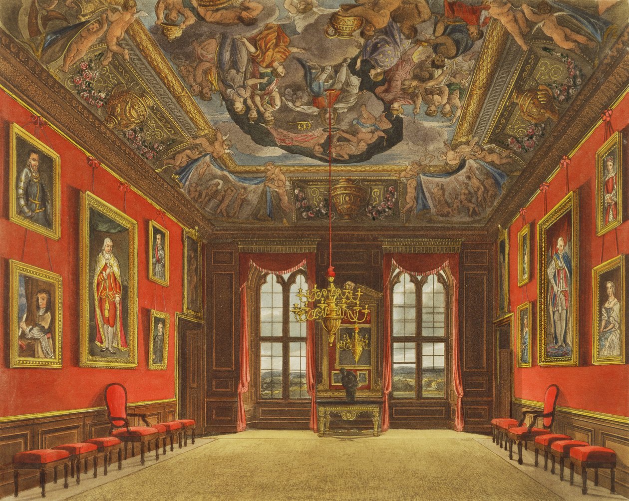 The Royal&39;s Old State Bed Chamber，温莎城堡，来自&39;Royal Residences&39;，由Thomas Sutherland（b.1785）雕刻，酒吧。作者：William Henry Pyne（1769-1843），1816年（aquatint） 作者 查尔斯怀尔德