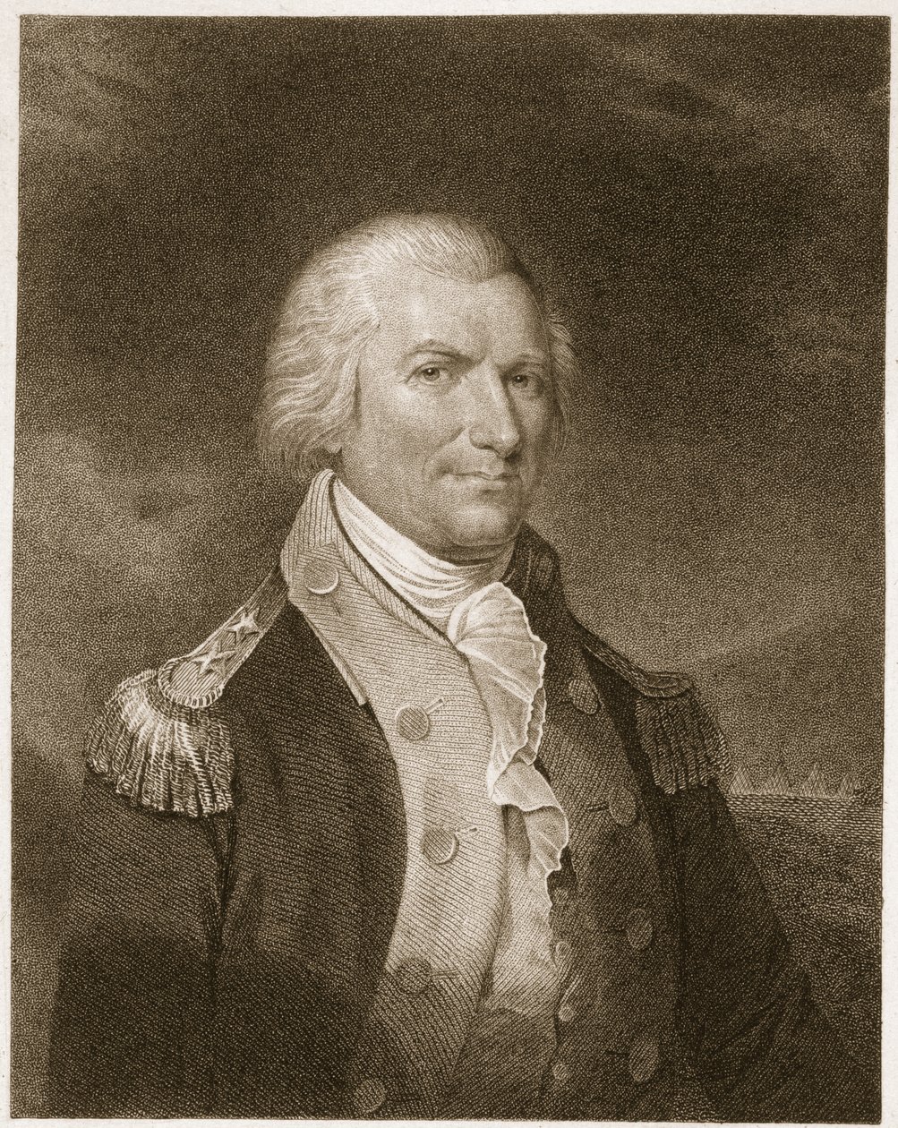 亚瑟·圣克莱尔少将，由爱德华·威尔摩（1835年）在James Barton Longacre（1794-1869）绘制原作之后刻。 作者 查尔斯·威尔森·皮尔