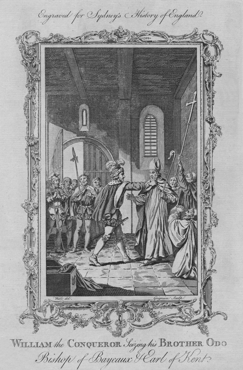 征服者威廉抓住了他的兄弟奥多，巴约主教和肯特伯爵"，1773年。 作者 查尔斯，C 格里尼翁，老查尔斯·格里尼翁。查尔斯·格里尼翁, 格里尼翁