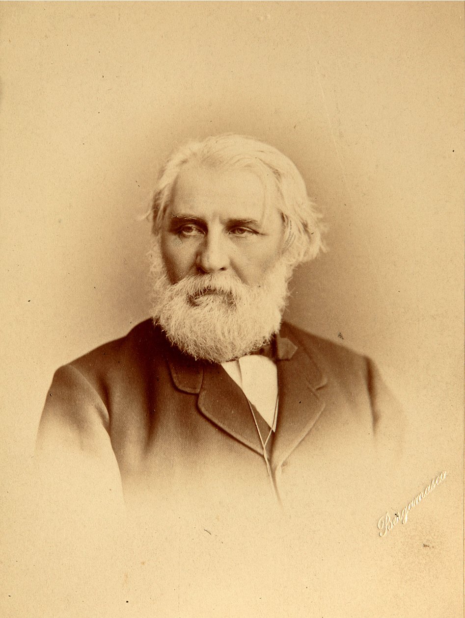 作者伊万·谢尔盖耶维奇·屠格涅夫（Sergueievitch Tourgueniev）（1818-1883）的肖像。 白蛋白 照片由 Charles (Karl) Bergamasco (1830-1896) 拍摄 作者 查尔斯·贝加马斯科
