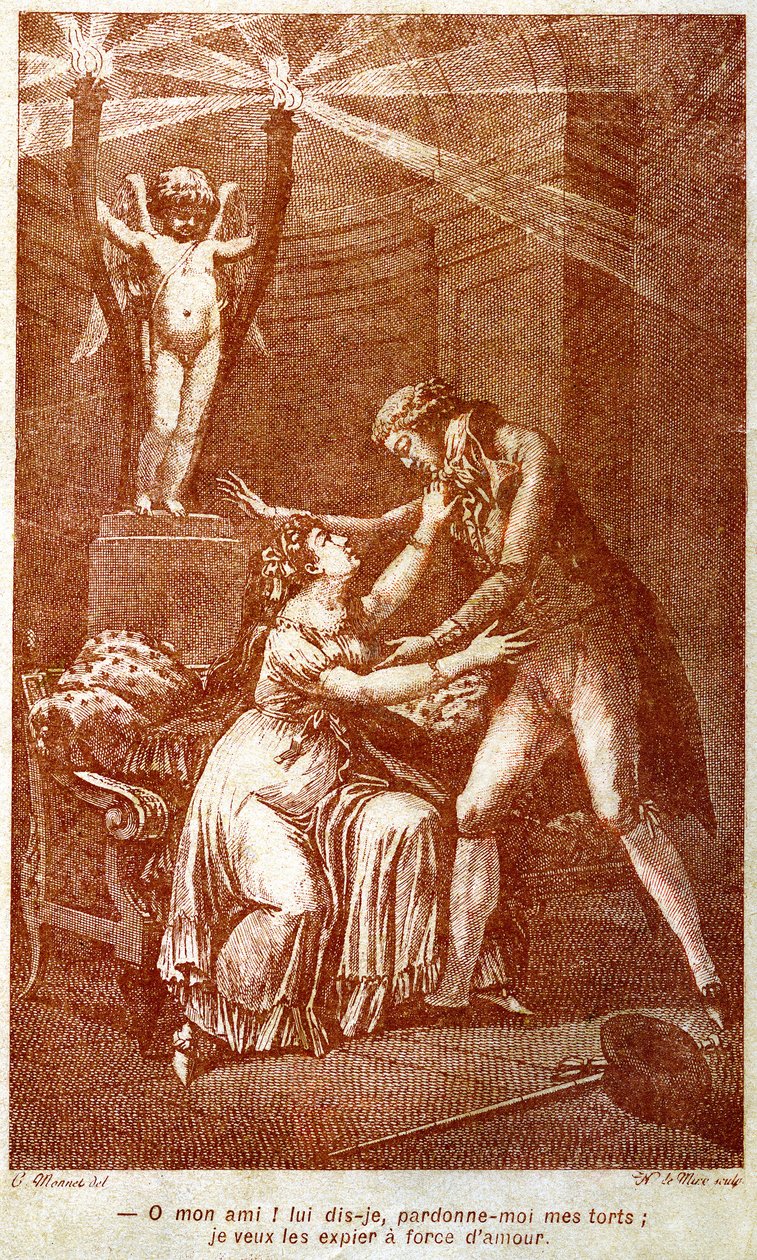 Choderlos de Laclos（1741-1803）的书信小说“危险的联络人”插图（雕刻） 作者 查尔斯（之后）莫奈