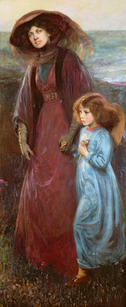 Portrait of Mrs Muriel Waddington and Daughter   1413373   zh       chinese Successfully Translated  Original: Paques (Easter). Un vieillard donne des oeufs teints en rouge a sa petite fille, la grand mere apporte une brioche traditionnelle de Paques. Pein 作者 查尔斯·布切尔