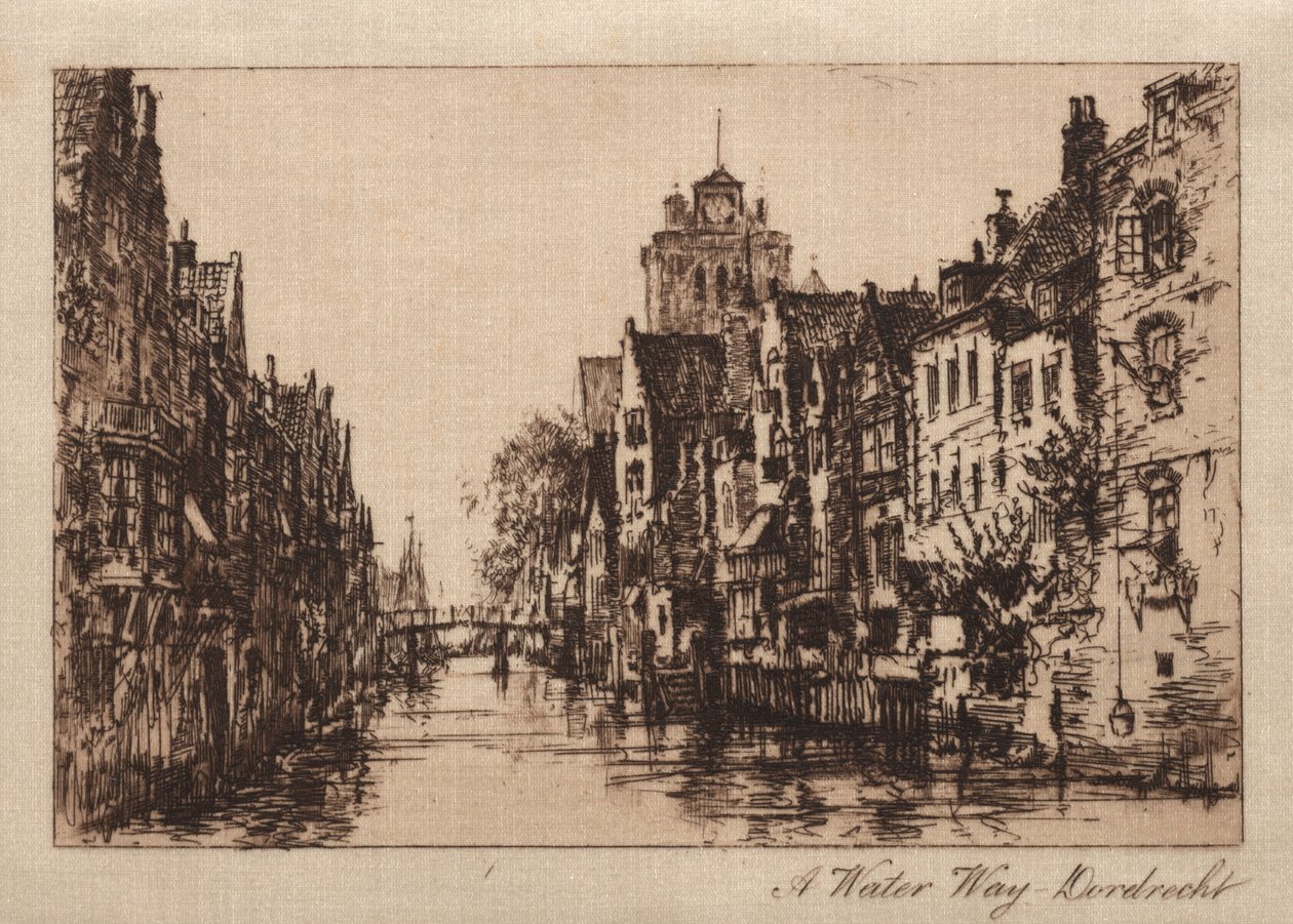 A Waterway, Dordrecht, 1885. 作者 查尔斯·A·范德霍夫
