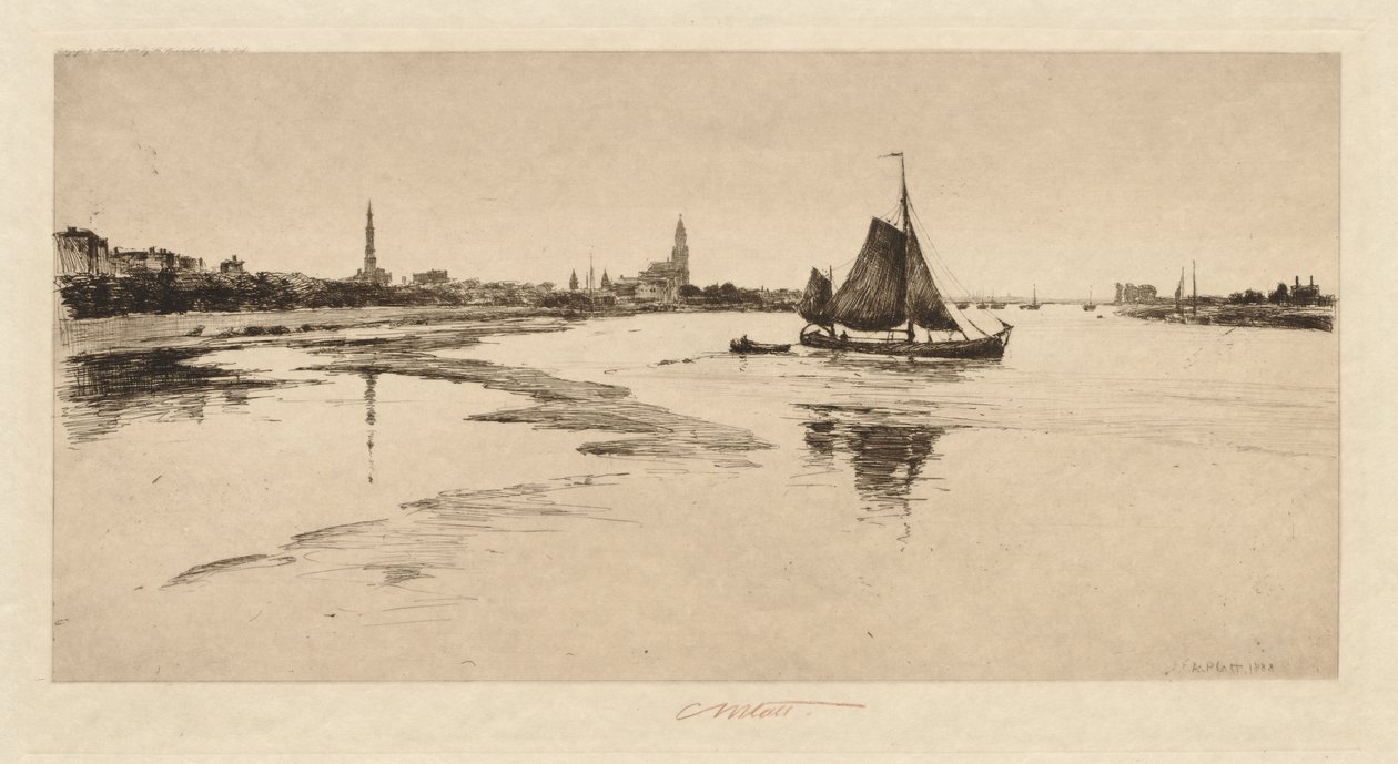 莱茵河畔的阿恩海姆（Arnheim），1888年。 作者 查尔斯·亚当斯·普拉特