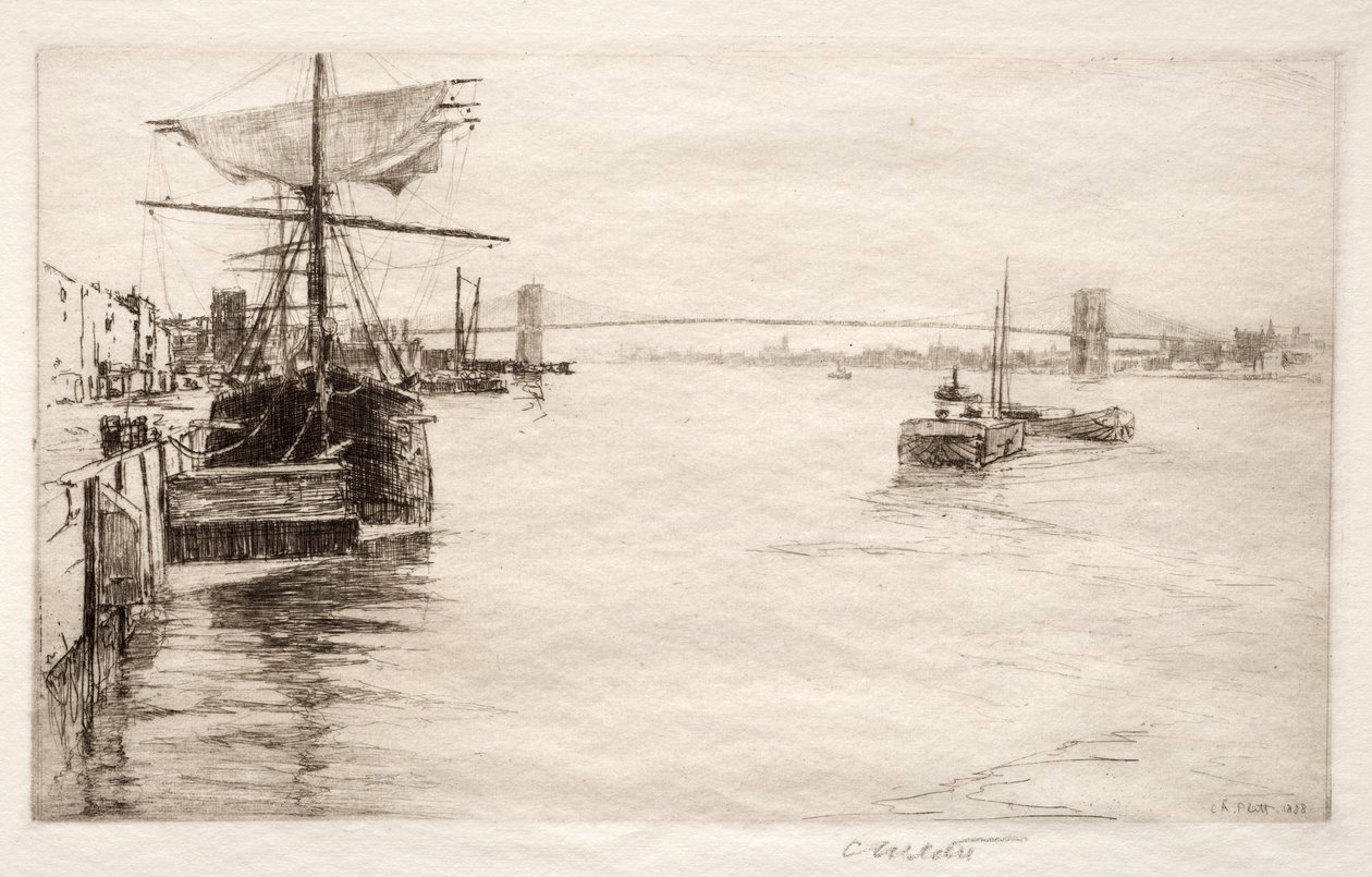 布鲁克林大桥，1888年。 作者 查尔斯·亚当斯·普拉特