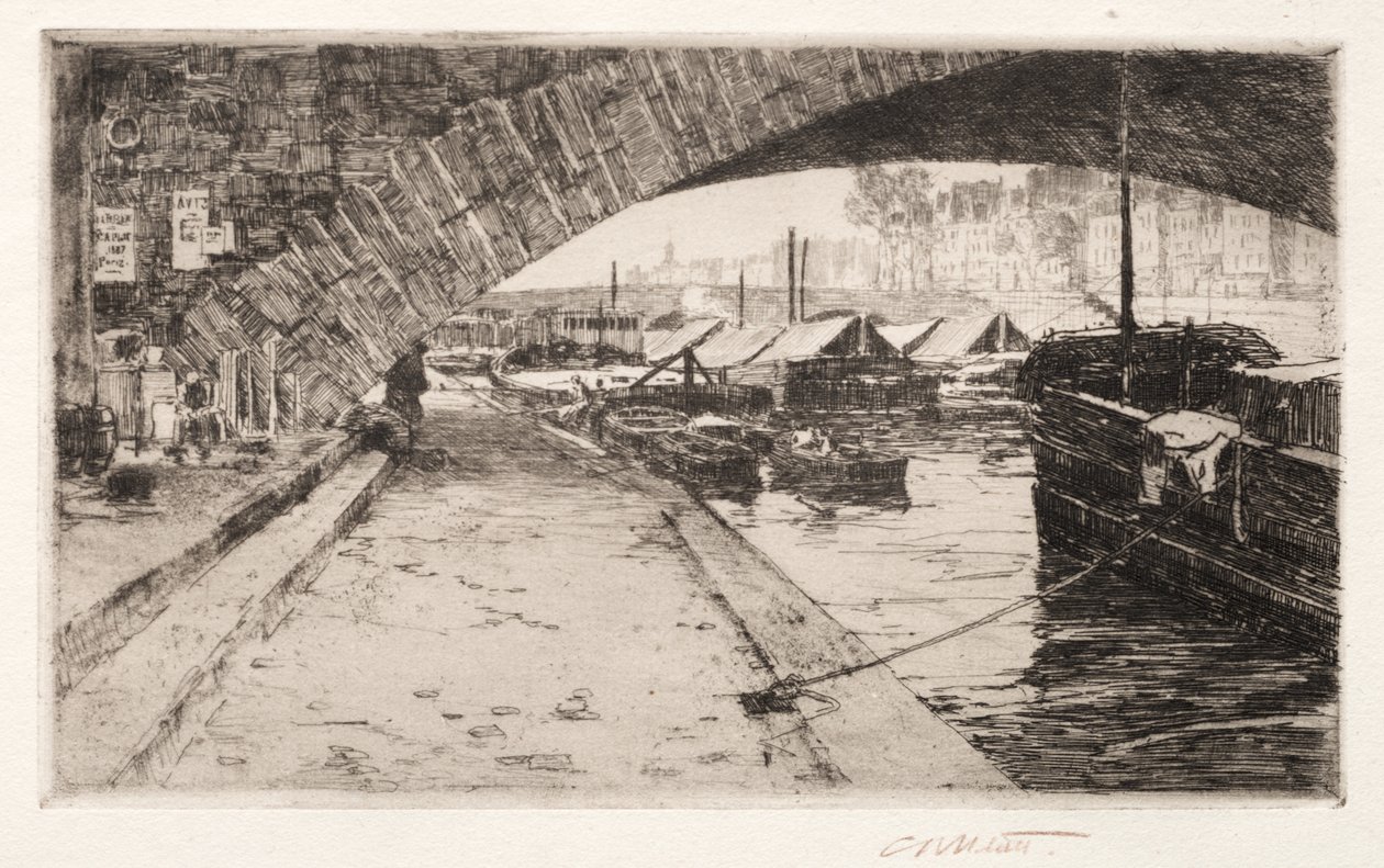 1887年在巴黎Pont Marie统治下。 作者 查尔斯·亚当斯·普拉特