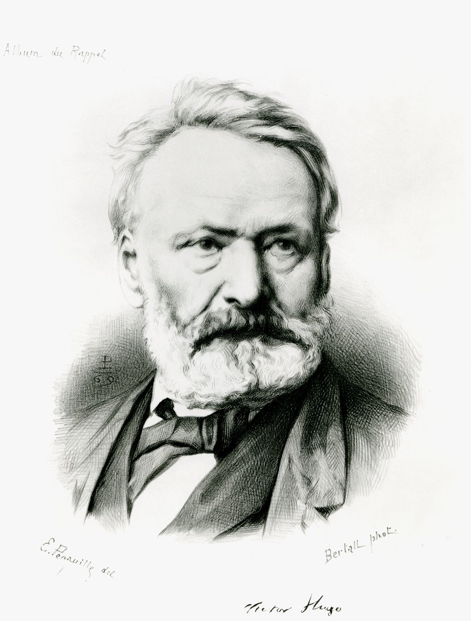 来自&39;Album du Rappel&39;的Victor Hugo（1802-85）的肖像，由Edme Penauille拍摄的照片（d.1871）1869 作者 查尔斯·阿尔伯特·德·阿诺克斯·贝尔托