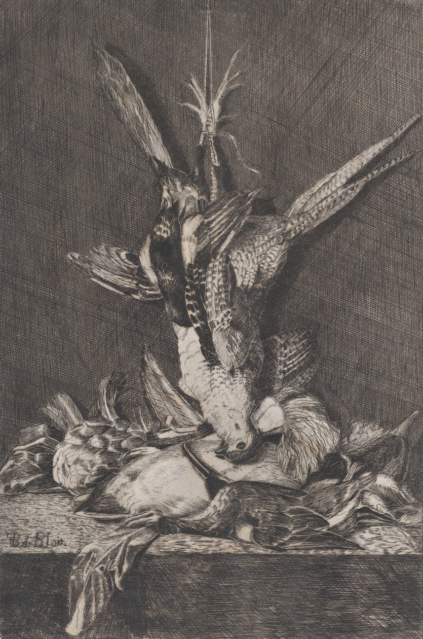 狩猎战利品与野味鸟和洋蓟，1850-1900年。 作者 查尔斯·阿方斯·德布鲁瓦（Charles Alphonse Deblois）