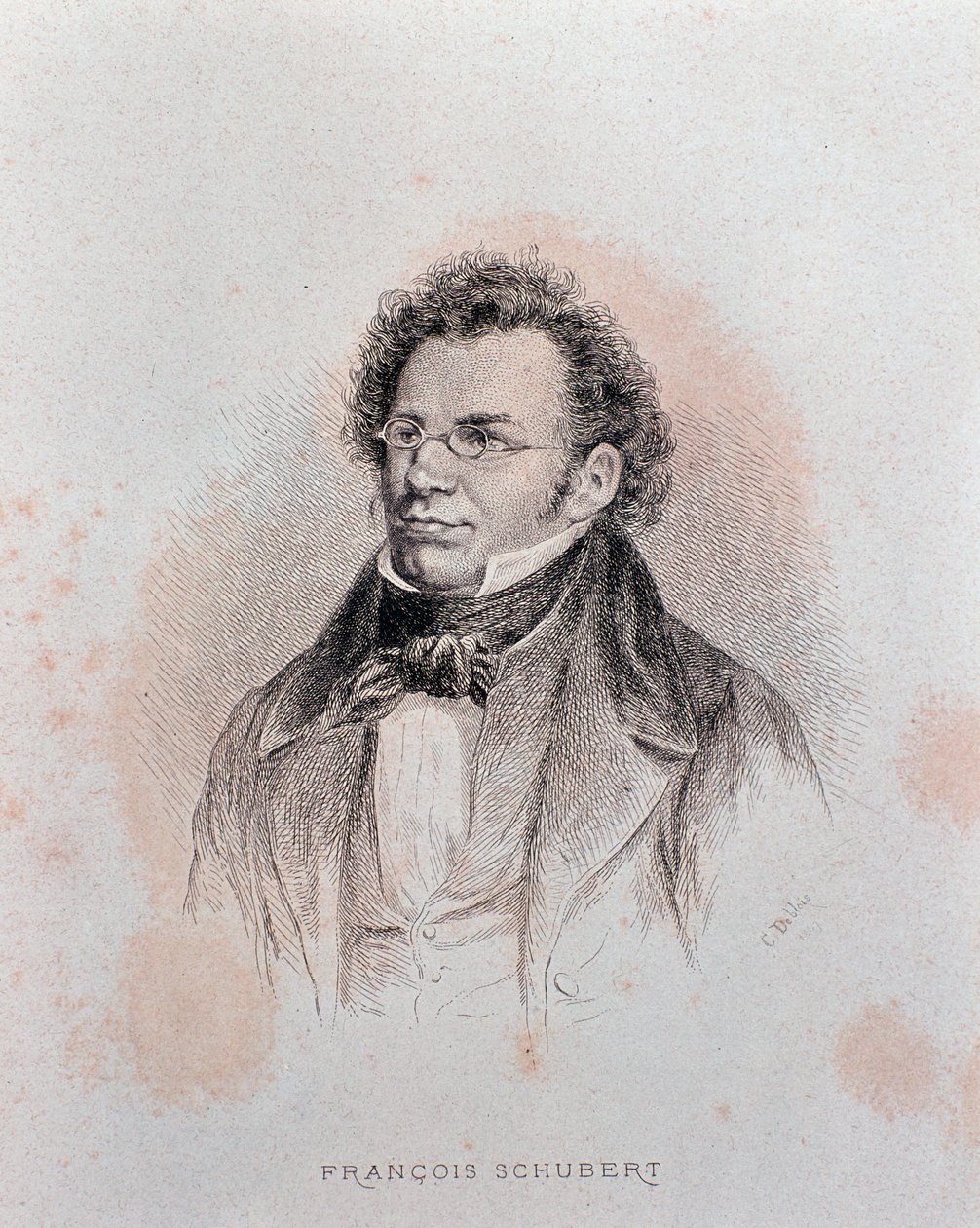 弗朗茨-舒伯特的肖像（雕版画 作者 查尔斯·阿方斯·德布鲁瓦（Charles Alphonse Deblois）