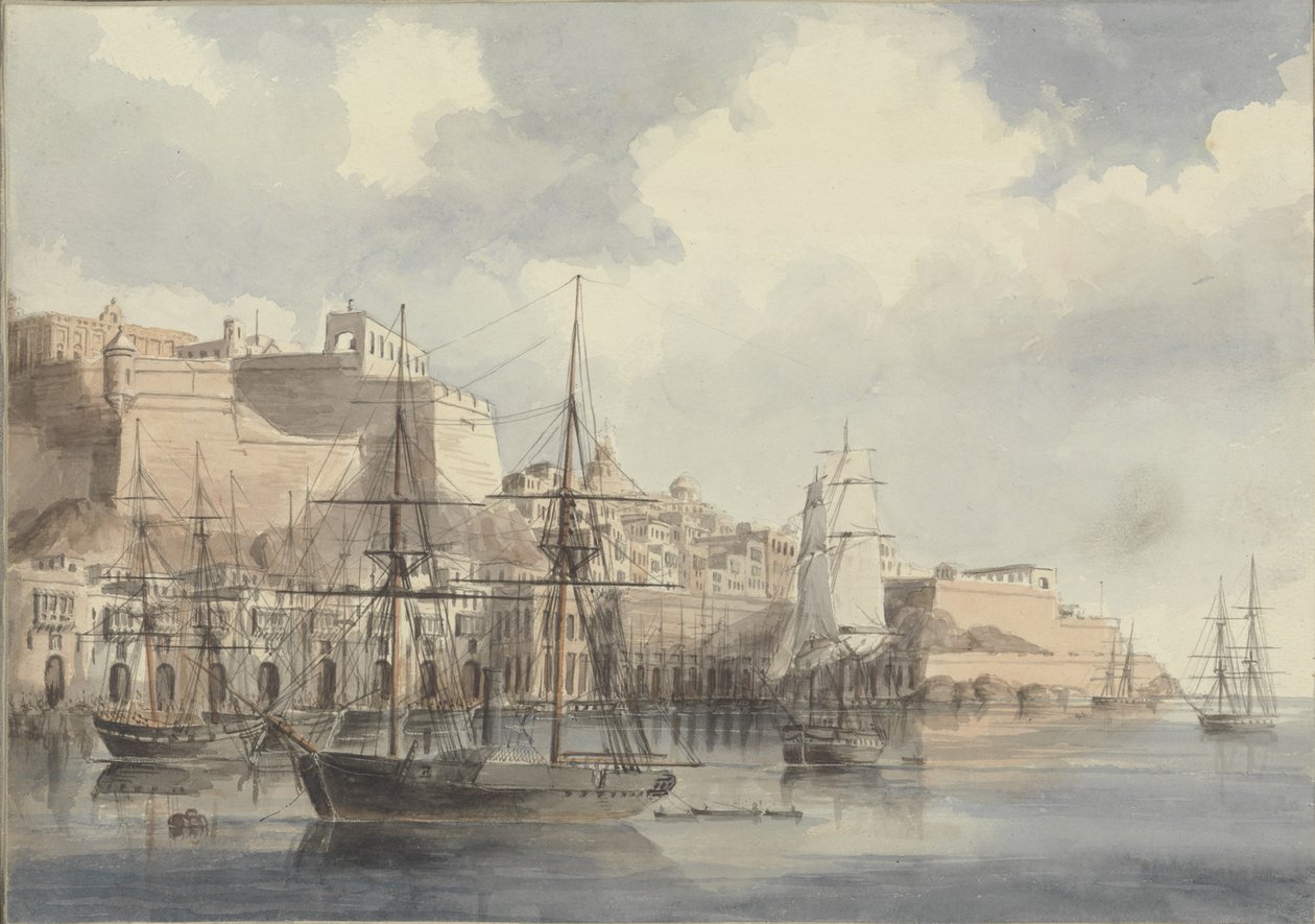 马耳他的风景，约1849年 作者 查尔斯·安德鲁·戴斯