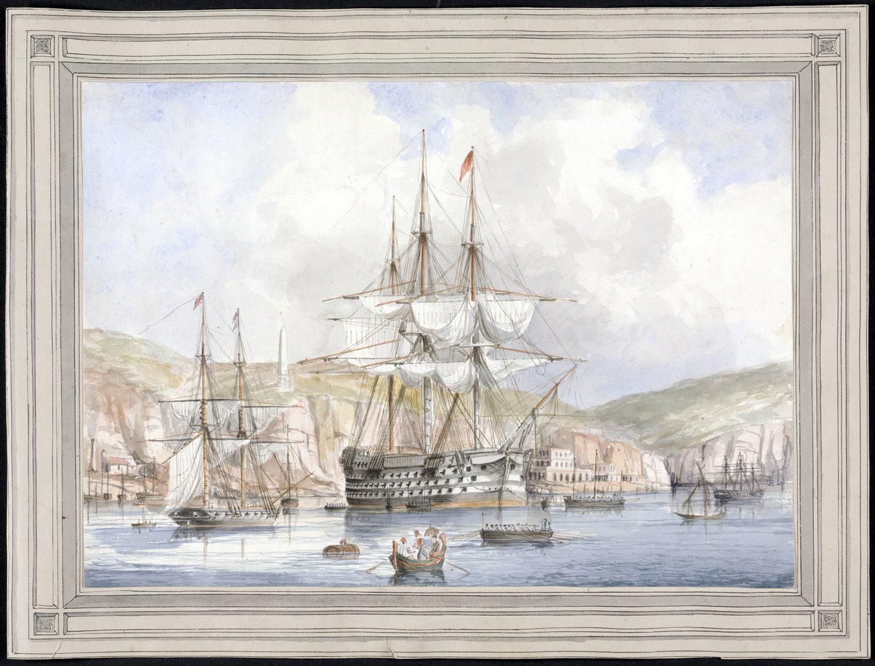 马耳他景观 - 查尔斯·安德鲁·戴斯 (1816-1853) 绘画，纸上水彩画 (25.1x34.9 厘米)，约 1849 年 - 耶鲁大学（美国） 作者 查尔斯·安德鲁·戴斯