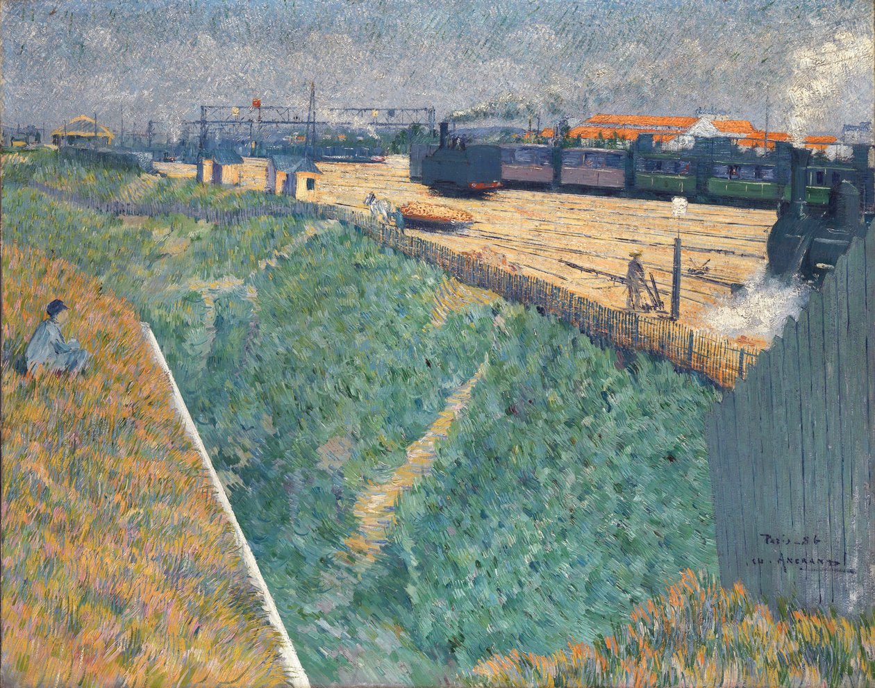 查尔斯·安格朗（1854-1926 年）从巴黎出口的西部铁路 布面油画 1886 年伦敦国家美术馆 73x92 作者 查尔斯·安格朗