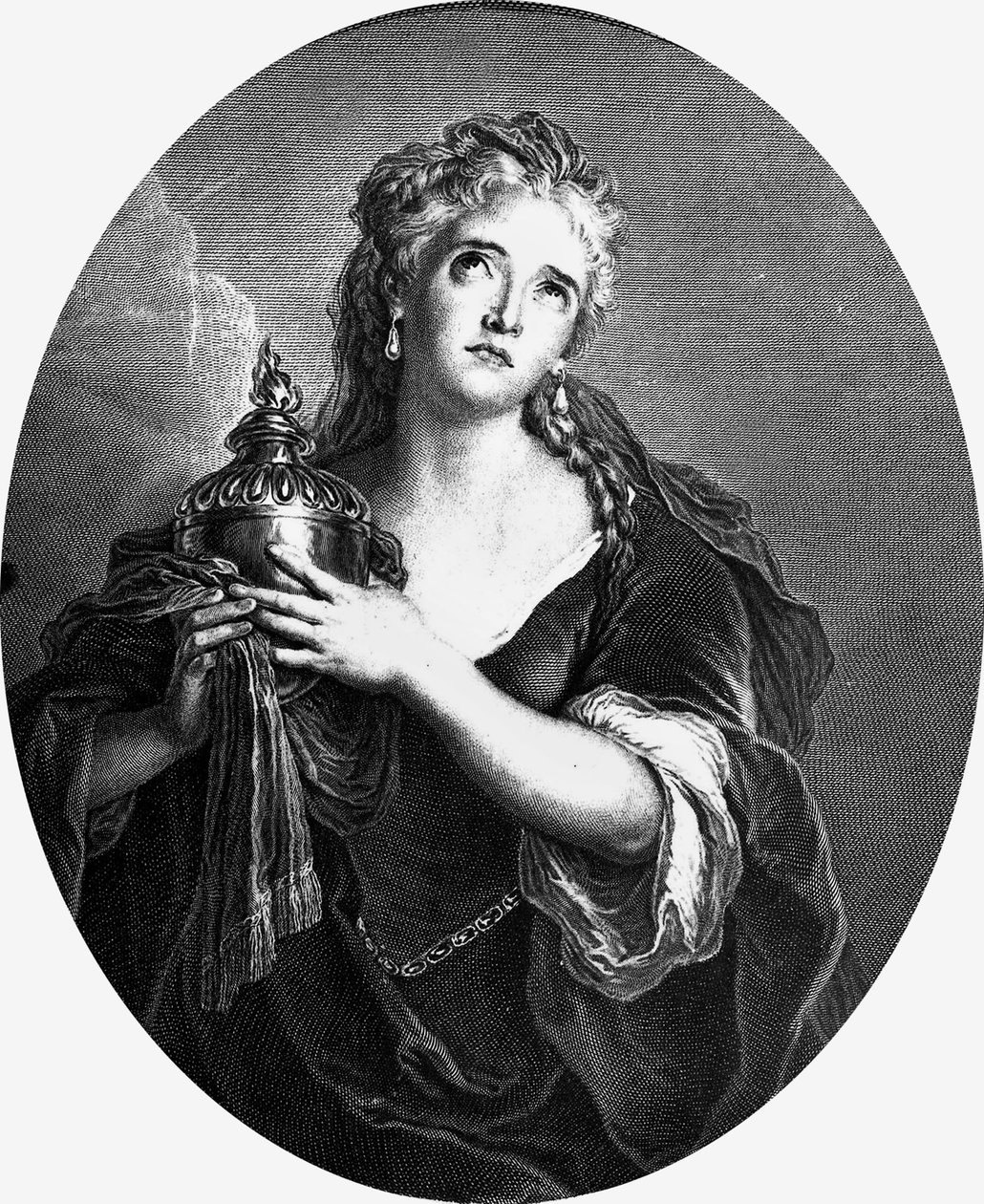 Adrienne Lecouvreur (1692-1730)，法国女演员，在 Pierre Corneille 的《Mort de Pompee》中扮演“Cornelia”一角。 作者 查尔斯·安托万（后）科佩尔