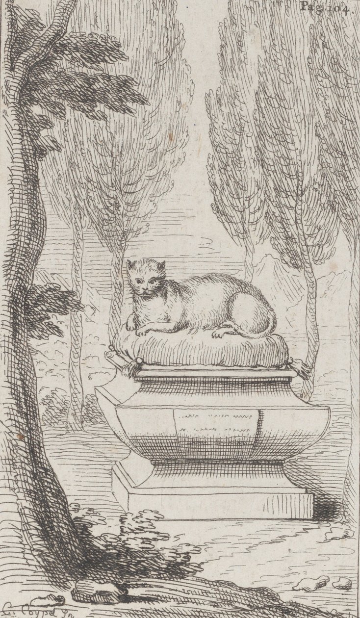 墓顶的猫，1714-52., 1714-52. 作者 查尔斯·安托万·科佩尔