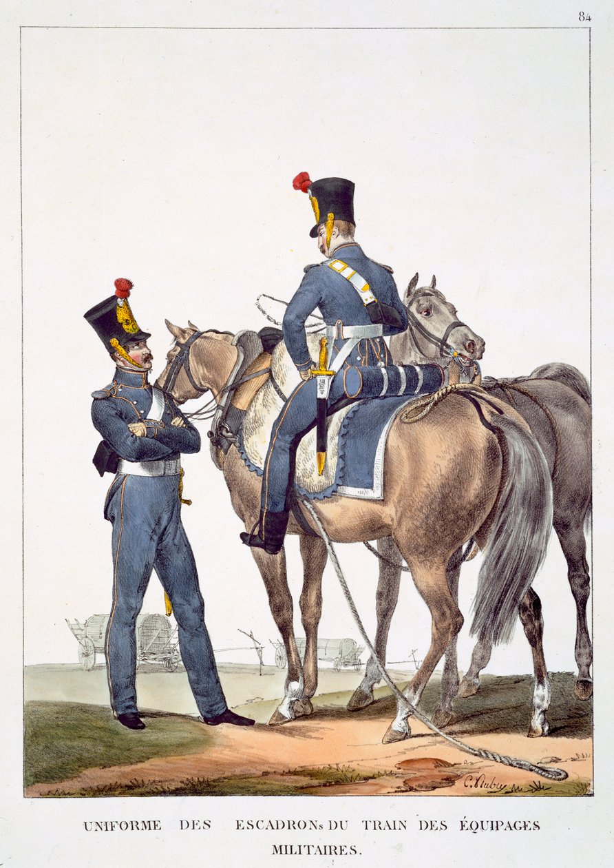 军事人员列车中队的制服，来自&39;法国军队制服&39;的收集，由Marechal Duc de Bellune，酒吧。 C. Motte，巴黎，1823年 作者 查尔斯·奥布里