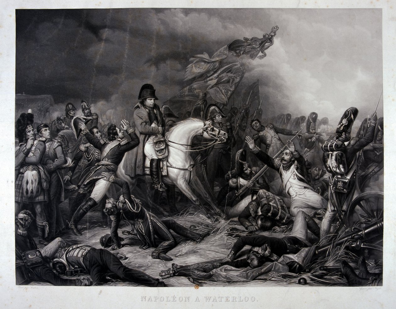 拿破仑（1769-1821）在滑铁卢战役，1815年（mezzotint） 作者 卡尔·冯·斯图本