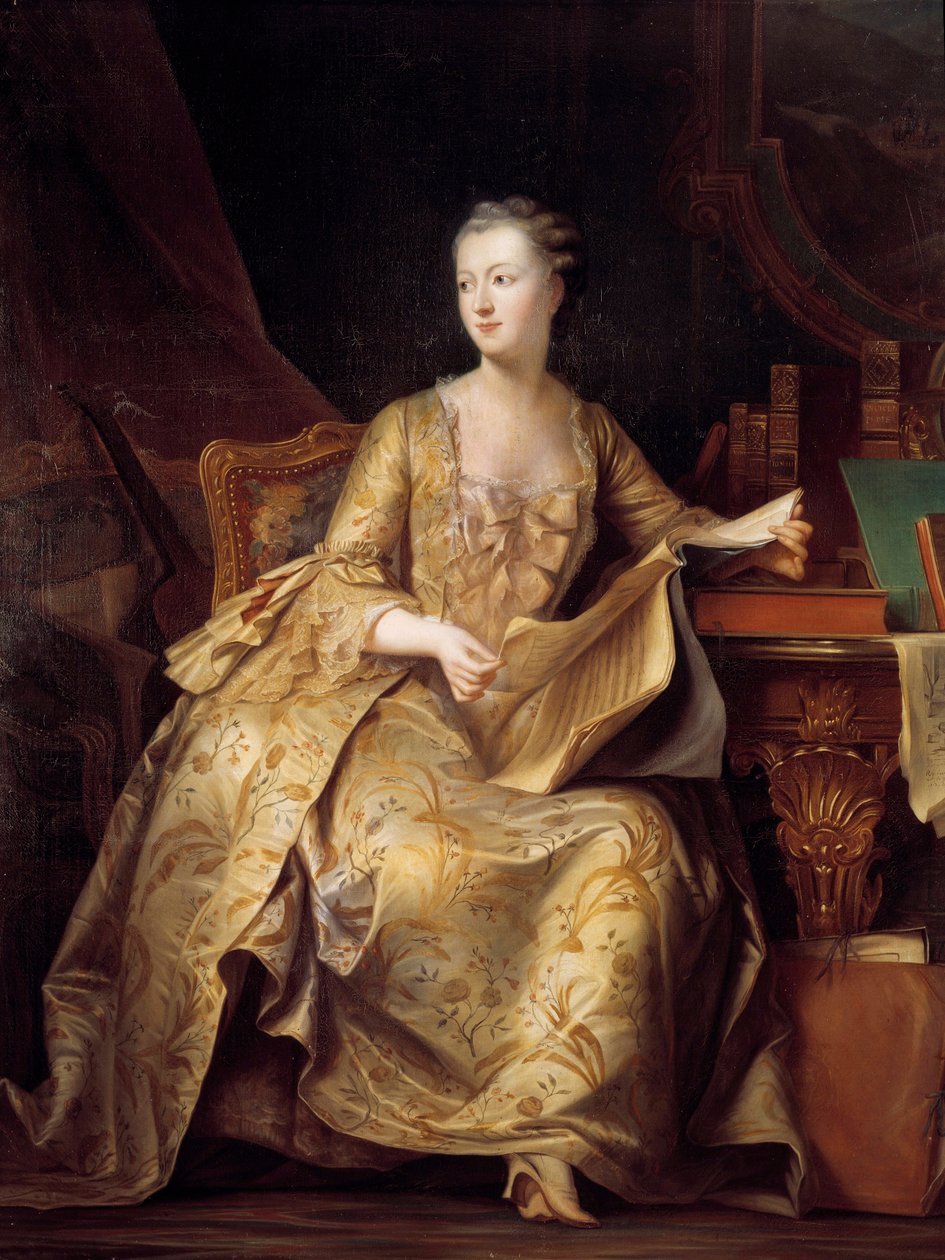 Jeanne Antoinette Poisson的肖像，蓬巴杜夫人（又称蓬巴杜侯爵夫人）（1722-1764）手持乐谱，由Charles Auguste Steuben（1788-1856）绘画（ec.alle）19世纪太阳。1,65x1,32米 作者 查尔斯·奥古斯特·斯托本
