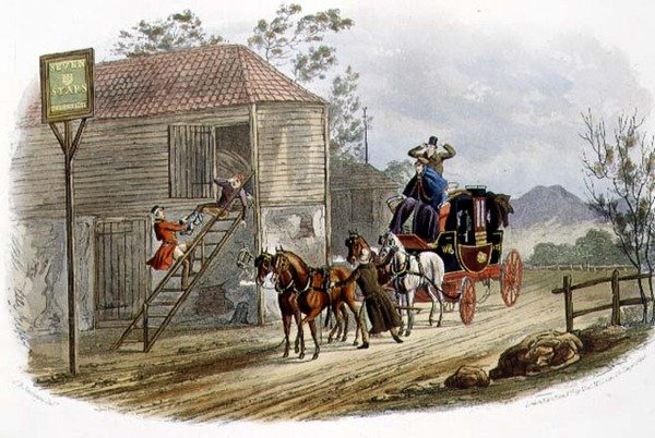 "一个懒惰的养马人的邮件"，由R.G. Reeve（fl.1811-37）雕刻，由Thomas McLean出版。 作者 查尔斯 B.（之后）纽豪斯
