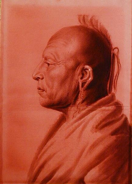 Cachasunglia，一个奥萨奇战士（纸上铅笔和木炭）。 作者 查尔斯·巴尔塔撒（Charles Balthazar）朱利安·费维特·德·圣梅敏