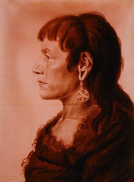 伊奥瓦州的女人（纸上铅笔和木炭画 作者 查尔斯·巴尔塔撒（Charles Balthazar）朱利安·费维特·德·圣梅敏
