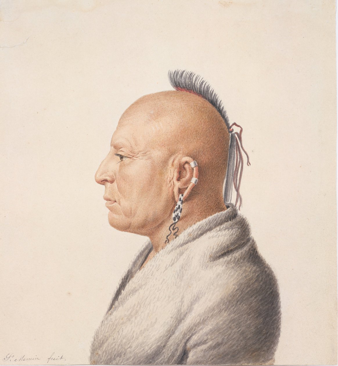 奥萨奇战士，1805-7。 作者 查尔斯·巴尔塔撒（Charles Balthazar）朱利安·费维特·德·圣梅敏