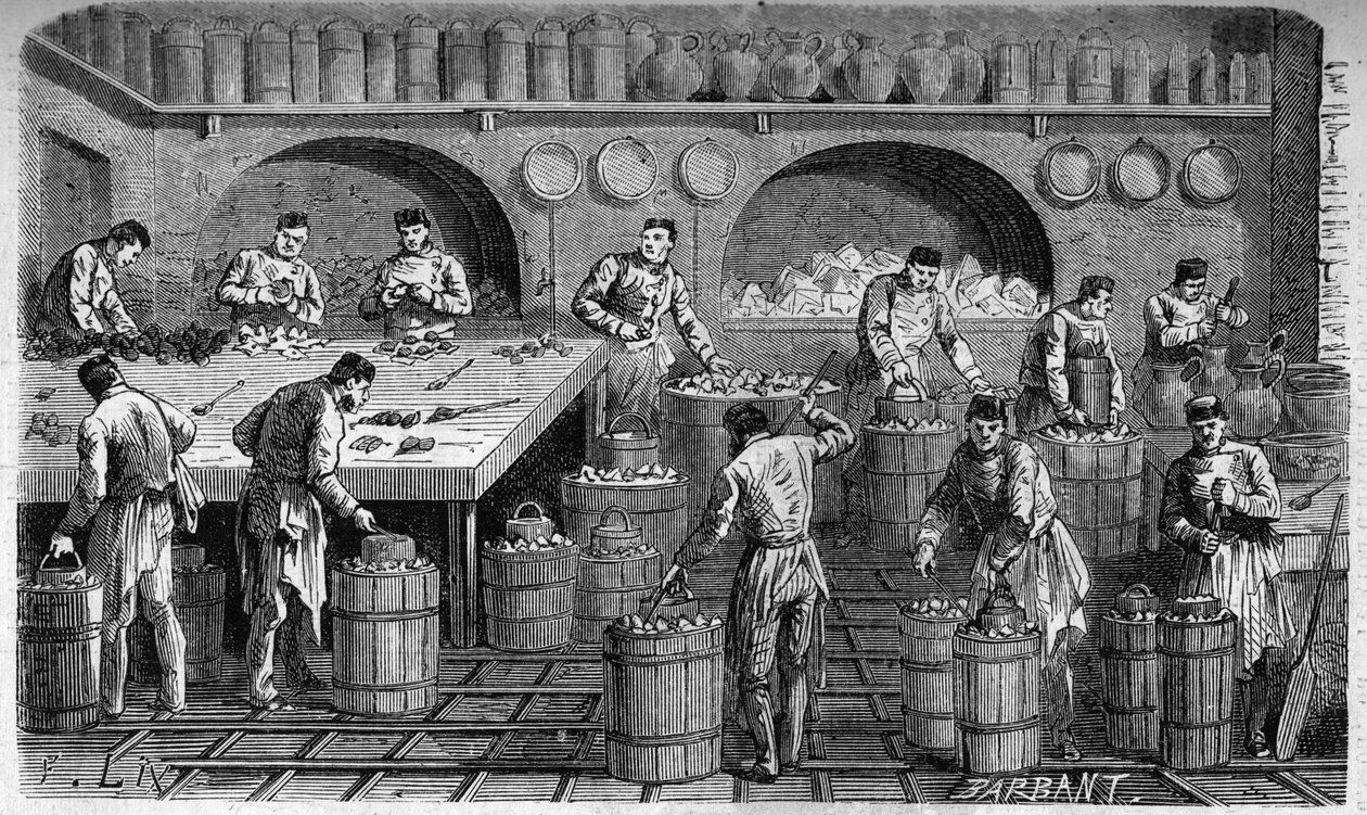 1864年，杜乐丽宫厨房的冰川。F. Lix和Barbant根据Moullin的画作绘制的版画。 作者 查尔斯·巴班特