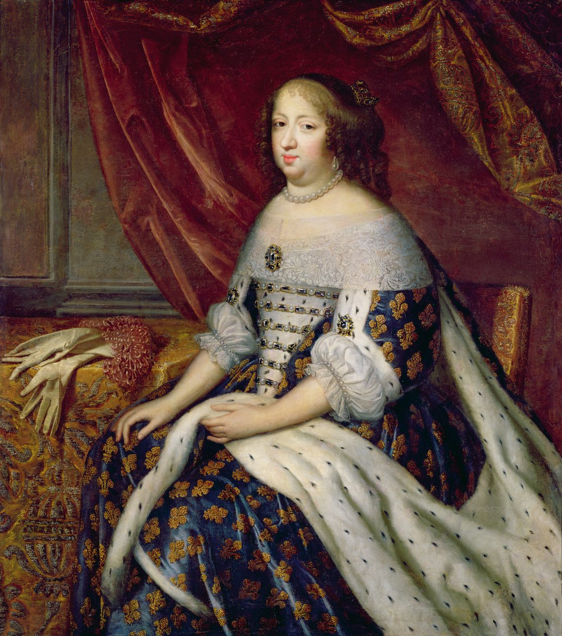 奥地利安妮的肖像（1601-66）法国女王 作者 查尔斯·博布伦